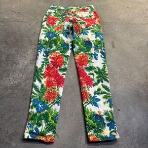 VTG International Male Men's Floral Denim Pants Sz 34 Y2k Hipster Art 70's